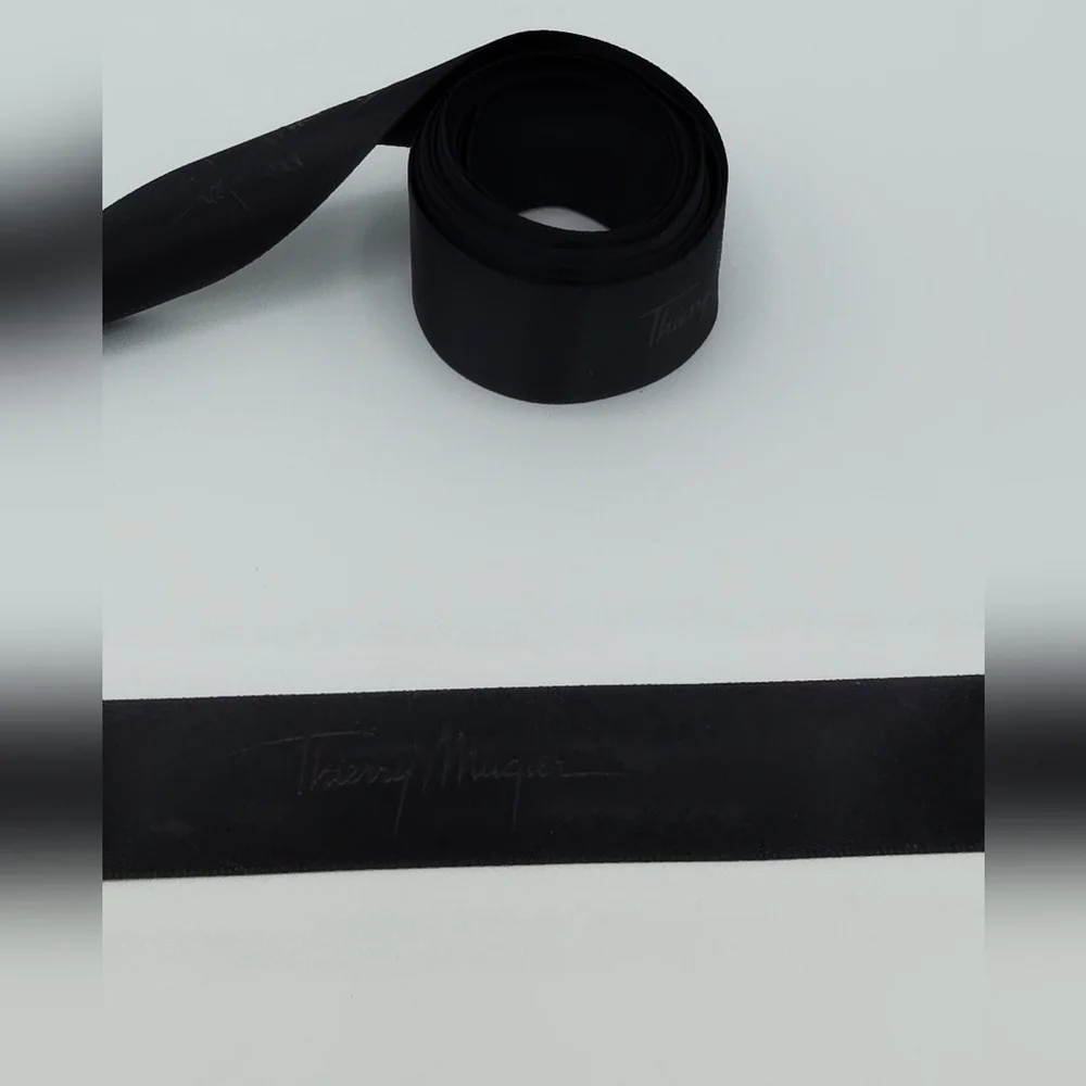 THIERRY MUGLER Logo Ribbon Black Satin 2 Yards Luxury Designer Packaging